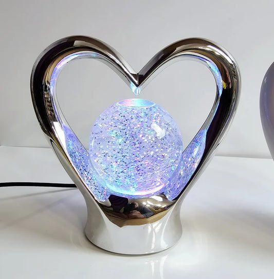 Heart Glitter Colour Changing Lamps, 18cm