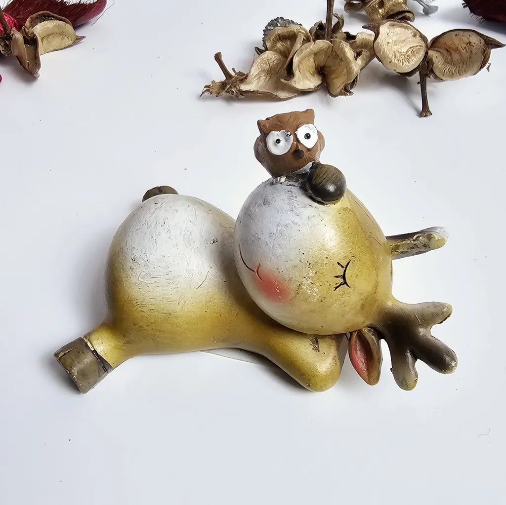 Sleepy Reindeer Figure, 8.5cm