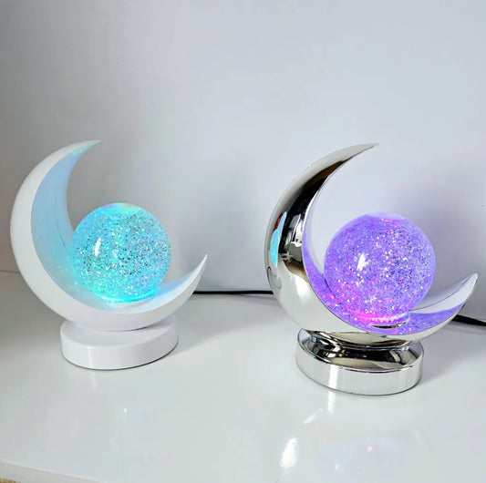 Moon Glitter Colour Changing Lamps, 18cm