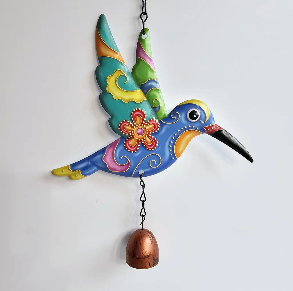 Hanging Metal Hummingbird Windchime, 30cm