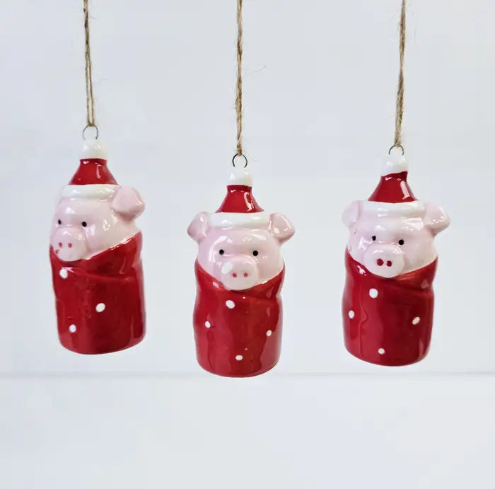 Ceramic Pigs in Blankets, 7cm