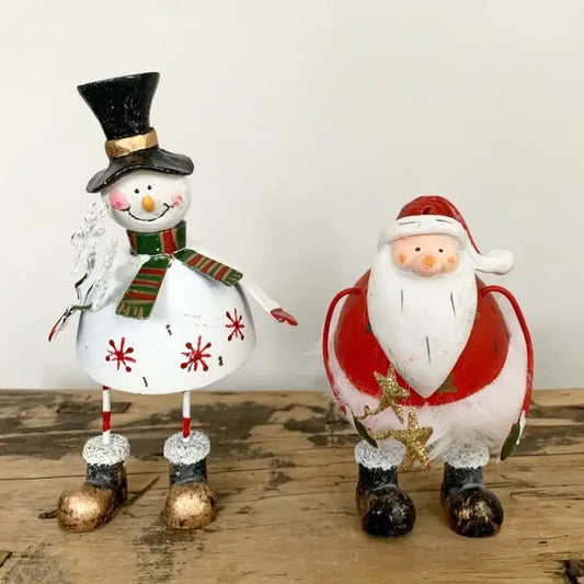 Metal Christmas Snowman and Santa