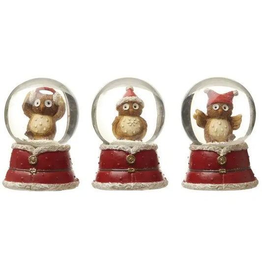 Christmas Owl Snow Globes