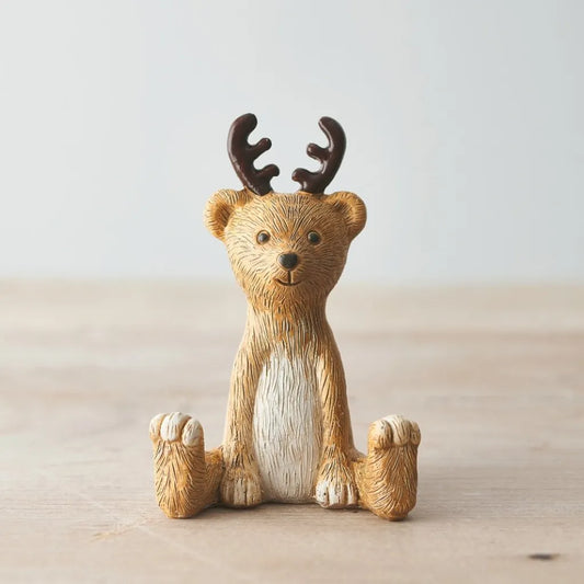 Sitting Reindeer Bear Ornament, 10cm