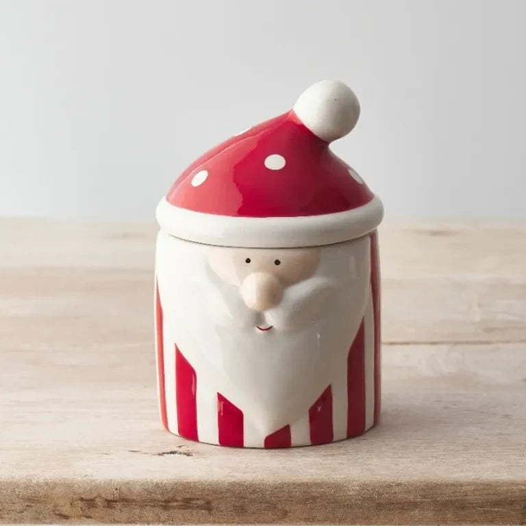 Red Stripe Santa Container, 14cm