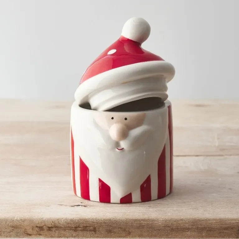 Red Stripe Santa Container, 14cm