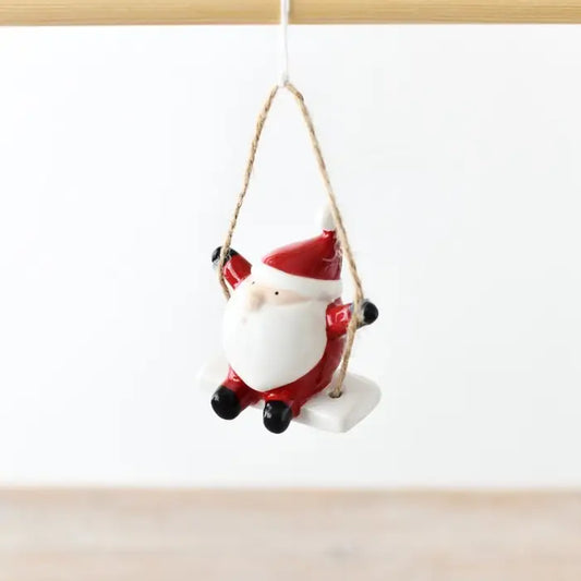 Ceramic Swinging Santa, 6cm