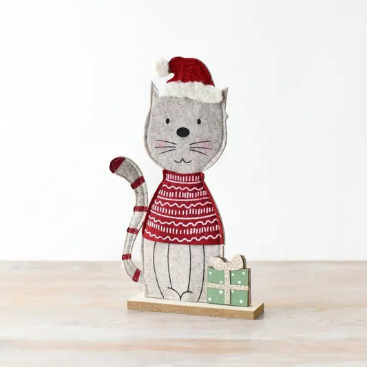 Festive Felt Cat, 26cm