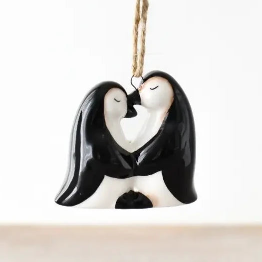 Penguin couple hanging ornament, 7cm