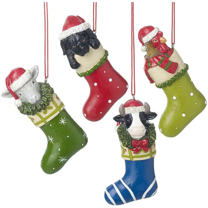 Animal Stockings Hanging Decorations, 9.5cm