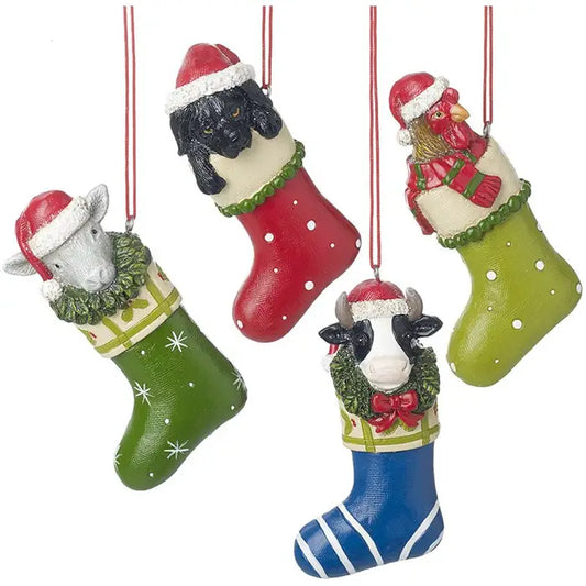 Animal Stockings Hanging Decorations, 9.5cm