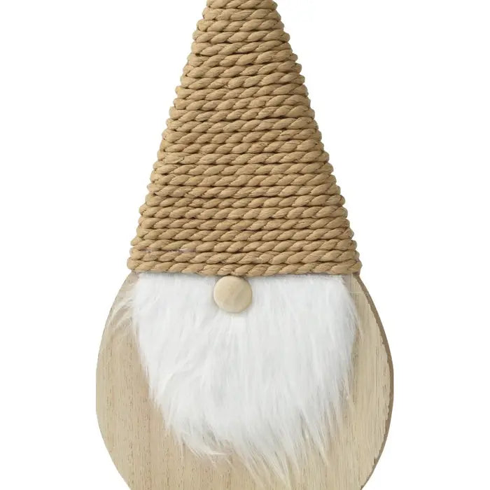 Wooden Gonk Ornament with Rope Hat, 18.5cm