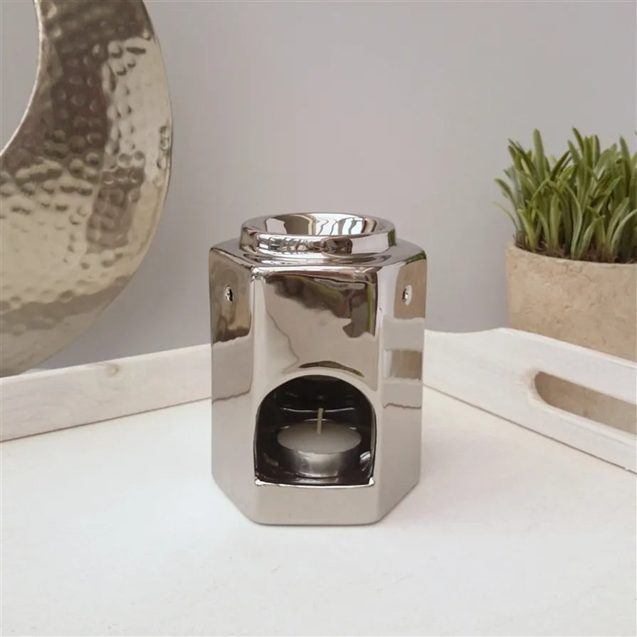 Stackable Hexagon Ceramic Wax Melter - Chrome